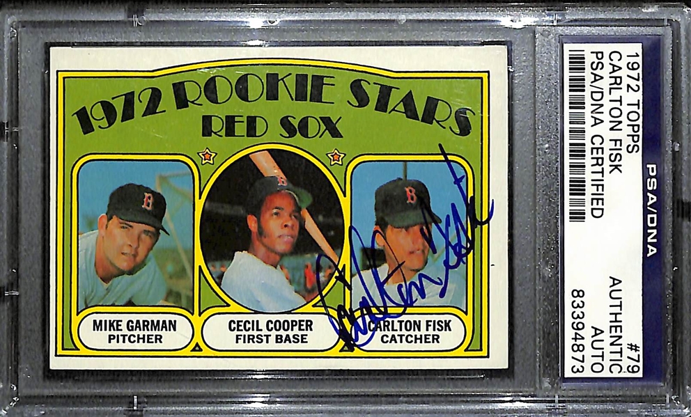 1972 Topps Carlton Fisk Signed Rookie Card - PSA/DNA Slabbed