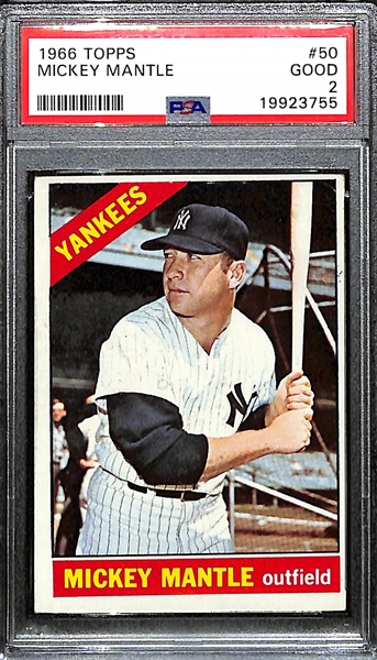 1966 Topps Mickey Mantle #50 Graded PSA 2 (GD)