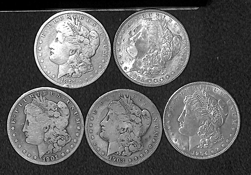 Lot of (13) Mixed Coin Lot - (9) Morgans, (1) 1922 Peace, (1) 1959 Franklin Half, (2) 1964 & 1969 Kennedy Half 