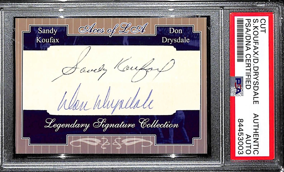 Sandy Koufax & Don Drysdale Dual Cut Signature Custom Card (PSA/DNA Authenticated)