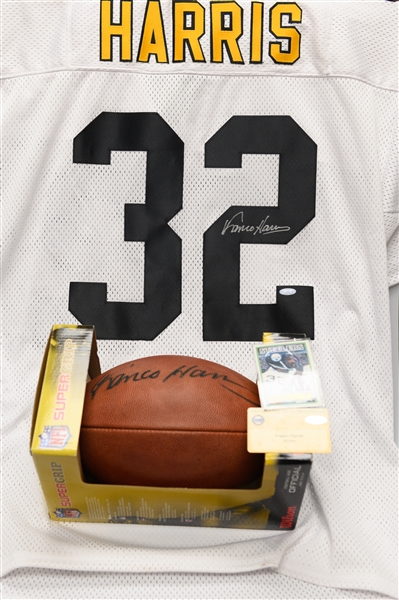 Franco Harris Autographed Pittsburgh Steelers Jersey and Official Wilson Football (Steiner and JSA Certs)