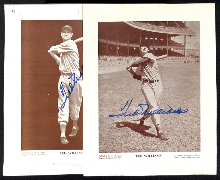 Lot of (2) Ted Williams Autographed Baseball Bulletins (JSA Auction Letter)