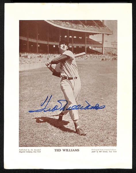 Lot of (2) Ted Williams Autographed Baseball Bulletins (JSA Auction Letter)