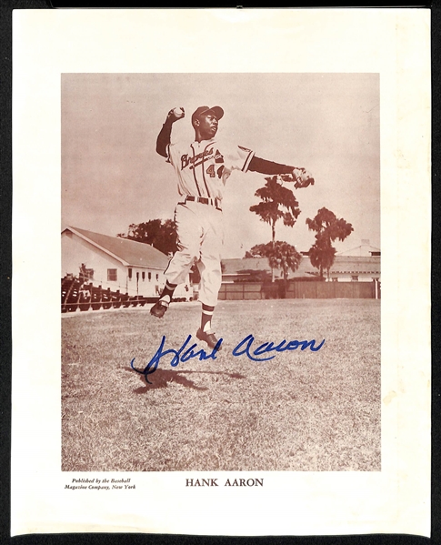Lot of (2) Baseball Bulletins w. Joe DiMaggio and Hank Aaron (JSA Auction Letter)