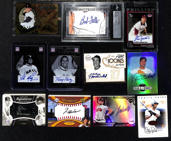 Lot of (11) Autographed Mostly HOF Baseball Cards w. Yogi Berra, Bob Feller and Others