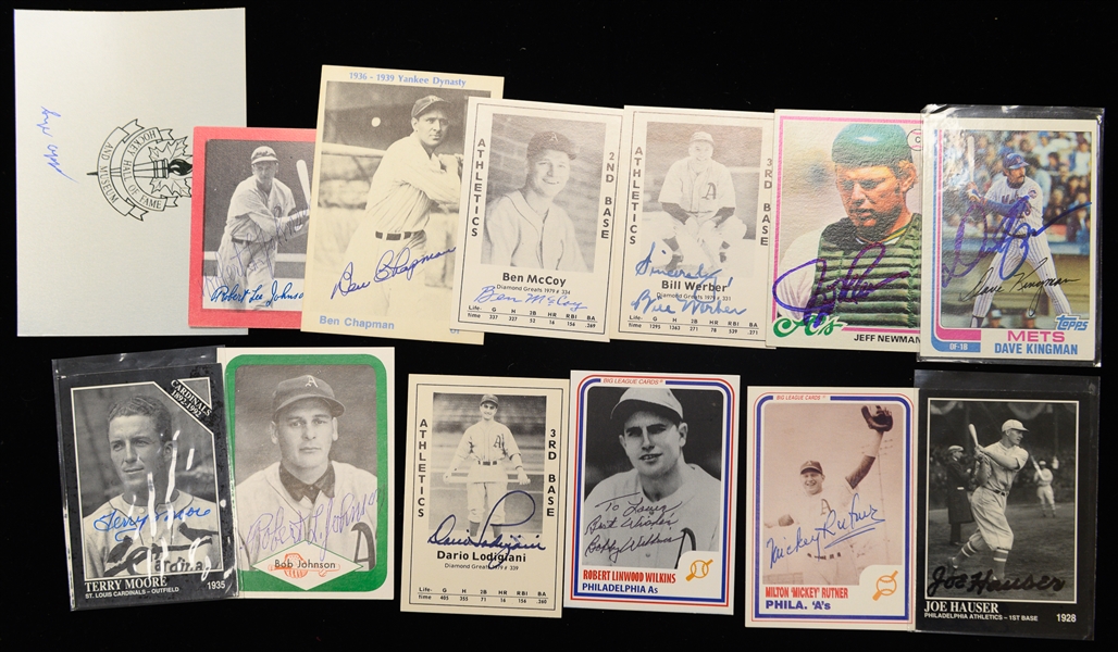 Lot of (40+) Autographed Baseball Index Cards and Misc. Cards and Cutouts w. Autographed Eddie Mathews Baseball PSA/DNA Certified (JSA Auction Letter)