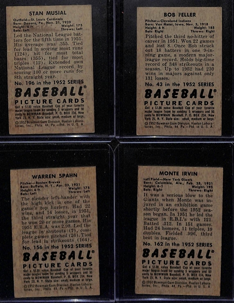 Lot of (4) 1952 Bowman Baseball Cards w. Stan Musial