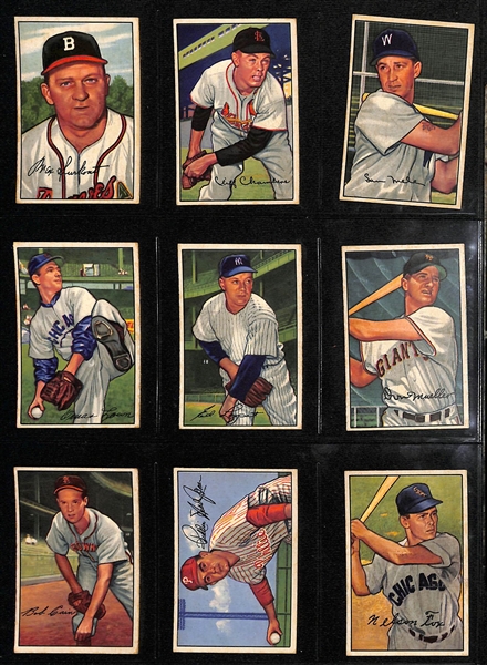 Lot of (148) Different 1952 Bowman Baseball Cards w. Robin Roberts