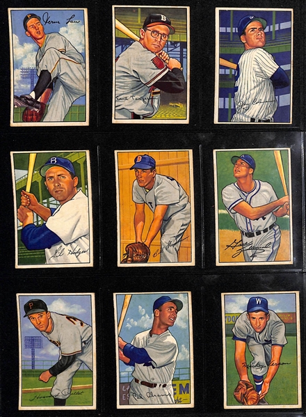 Lot of (148) Different 1952 Bowman Baseball Cards w. Robin Roberts