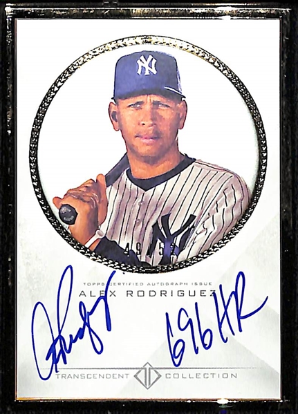 2016 Topps Transcendent Alex Rodriguez Autographed Yankees Gold Framed Card w. Rare 696 HR Inscription (#ed 49/52)