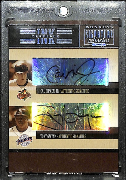 2005 Donruss Signature Series Ink-Credibles Cal Ripken Jr. & Tony Gwynn Dual Autograph Card - Super Short Print!