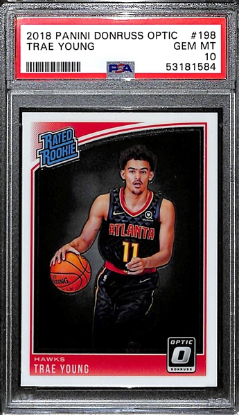 2018-19 Panini Donruss Optic Trae Young Rookie Card #198 Graded PSA 10 Gem Mint! Chrome-Style! 