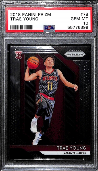 2018-19 Panini Prizm Trae Young Rookie Card #78 Graded PSA 10 Gem Mint! Hot Card! 