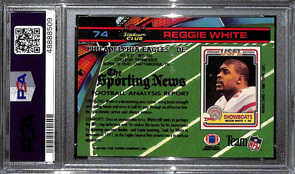 Autographed 1991 Stadium Club Reggie White Philadelphia Eagles Card - From Reggie White's Personal Collection (Noted on PSA/DNA Slab) 