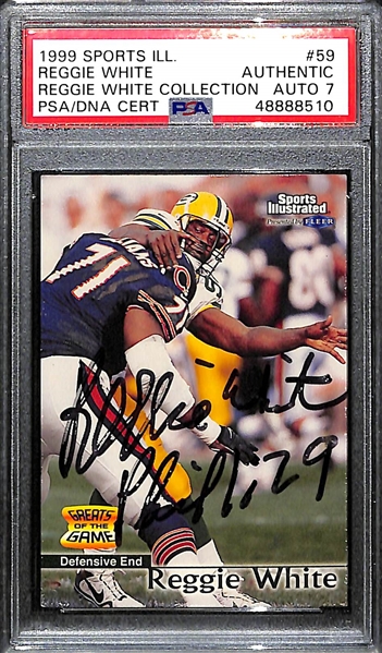 Autographed 1999 Sports Illustrated Reggie White Green Bay Packers Card - From Reggie White's Personal Collection (Noted on PSA/DNA Slab) 