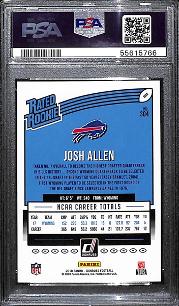 2018 Panini Donruss Josh Allen Rated Rookie Card #304 Graded PSA 10 Gem Mint!