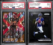 2018 Lamar Jackson Rookie Lot - Elite Aspirations Orange PSA 10 & Panini Prizm #212 PSA 9