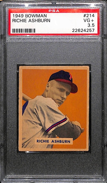 1949 Bowman Richie Ashburn # 314 Rookie Card Graded PSA 3.5