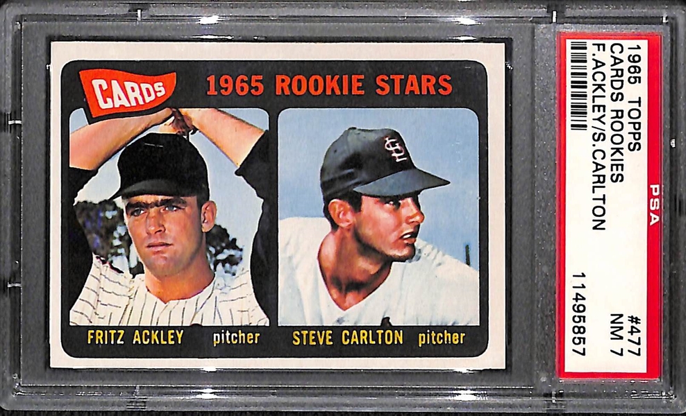 1965 Topps # 477 Steve Carlton Rookie Graded PSA 7