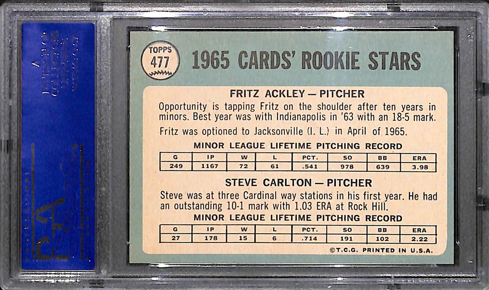 1965 Topps # 477 Steve Carlton Rookie Graded PSA 7