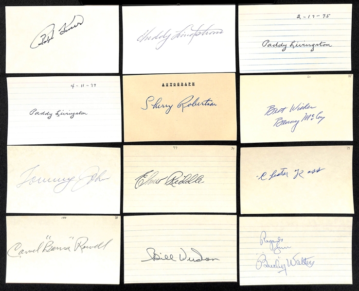 Lot of (195+) Primarily Baseball Autographed Index Cards w. (2) Ralph Kiner, Casey Stengel, Walt Alston, Al Lopez, Rod Carew, Vince DiMaggio and Others (JSA Auction Letter)
