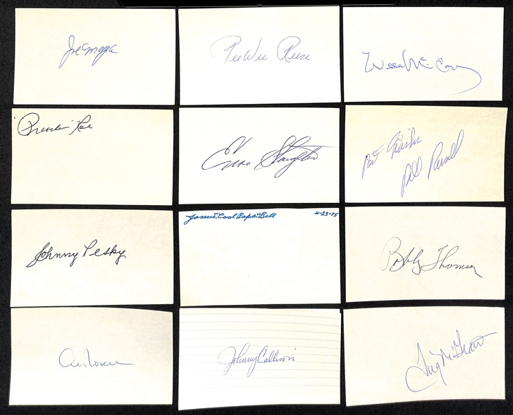 Lot of (175+) Baseball Autographed Index Cards w. Enos Slaughter, Preacher Roe, Pee Wee Reese, Willie McCovey, Joe Morgan, and Others (JSA Auction Letter)