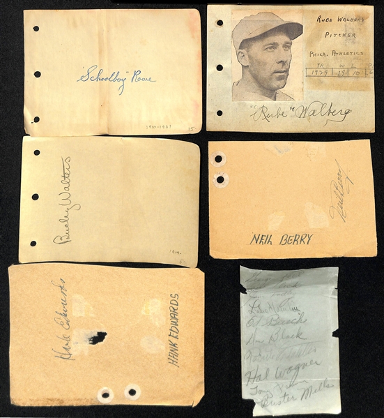 Lot of (50+) Baseball Autographed Paper Cuts and Index Cards w. Schoolboy Rowe and Many More (JSA Auction Letter)