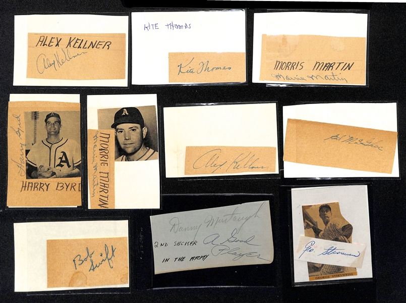 Lot of (55+) Baseball Autograph Cuts w. Red Ruffing, Bobby Doerr, Danny Murtaugh and Others (JSA Auction Letter)
