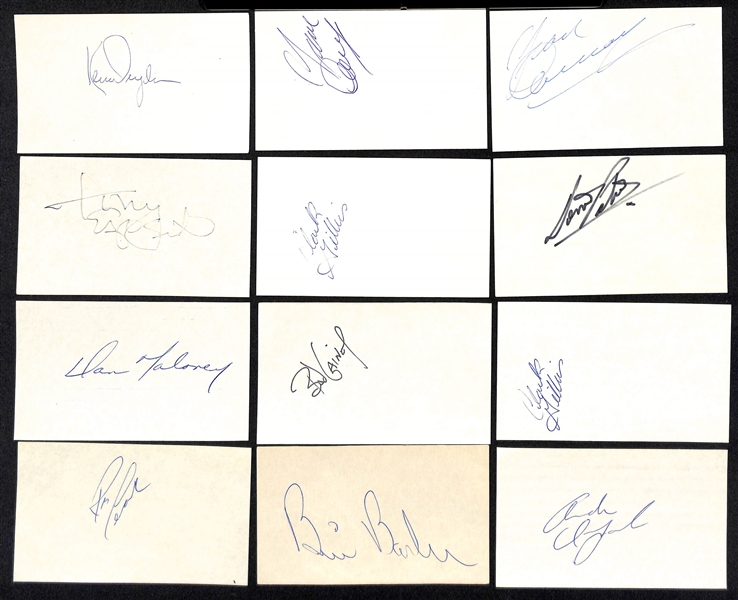 Lot of (275+) Hockey and Baseball Autographed Index Cards and Cuts w. Ken Dryden, Tony Esposito, (2) Yvan Cournoyer, Casey Stengel and Bobby Clarke (JSA Auction Letter)