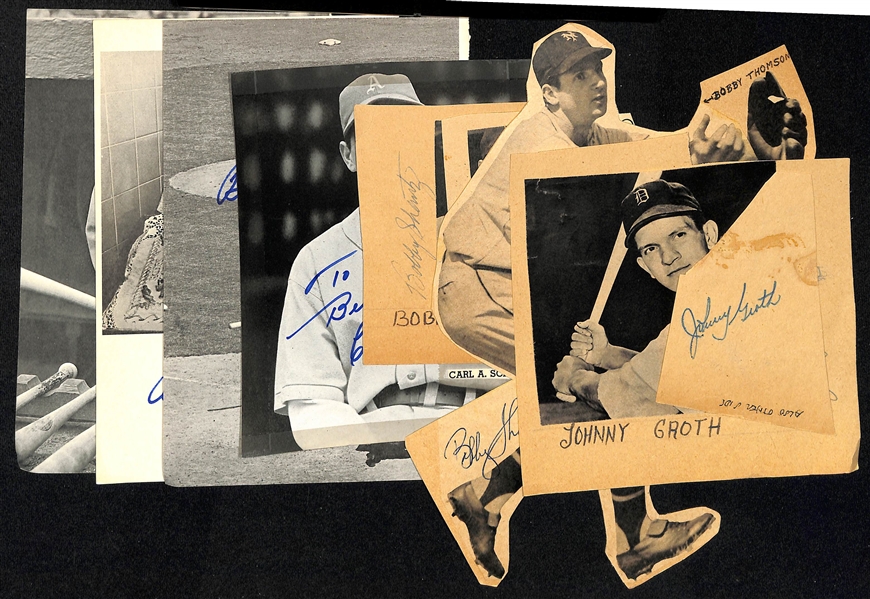 Lot of (70+) Baseball Cut Autographs w. Fred Hutchinson, Bobby Schantz, Walt Dropo, Bob Feller and Others (JSA Auction Letter)