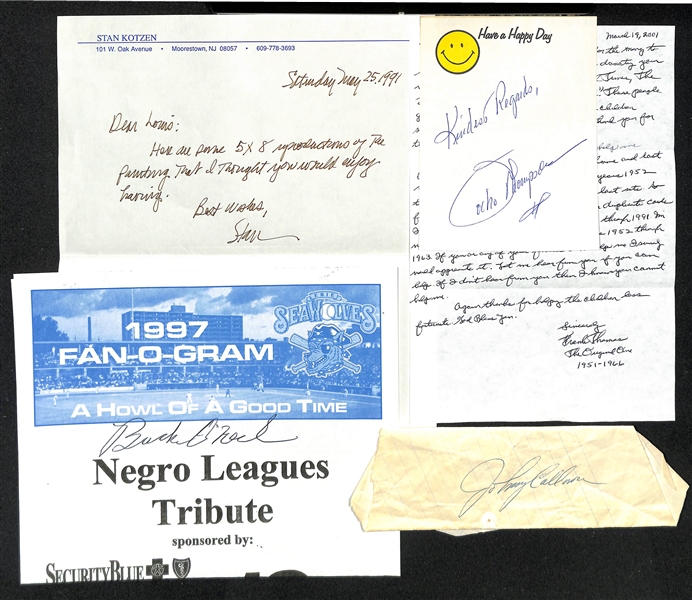 Lot of (20) Autographed Baseball Cuts, Magazine Pages, Flyers w. Bob Feller, Larry Doby and Others (JSA Auction Letter)