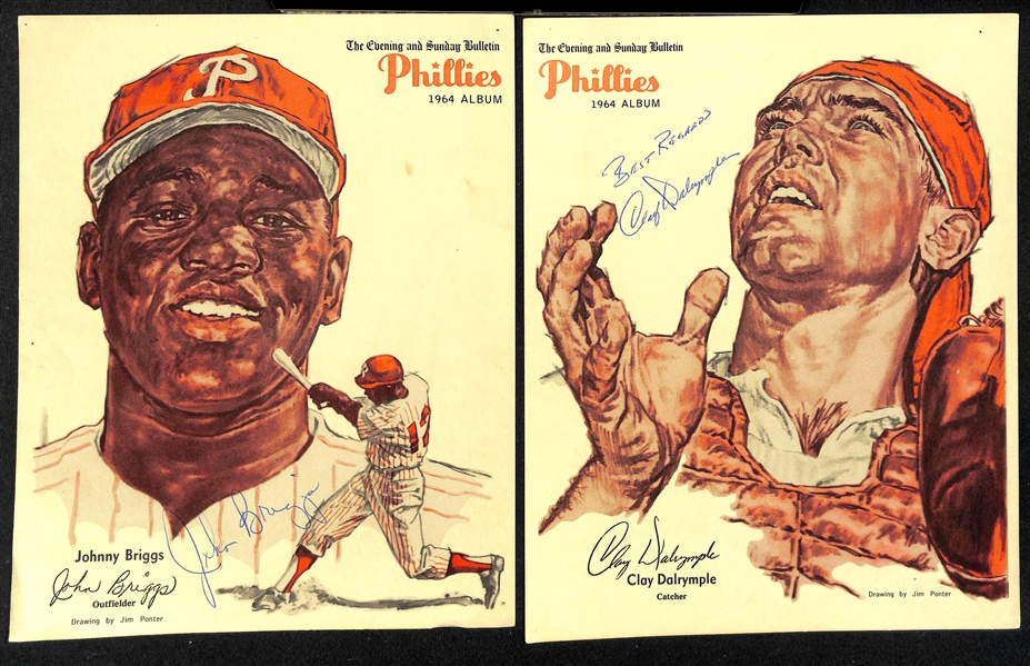 Lot of (24) Autographed Philadelphia Phillies Photos and Bulletins w. Jim Bunning and Others (JSA Auction Letter)