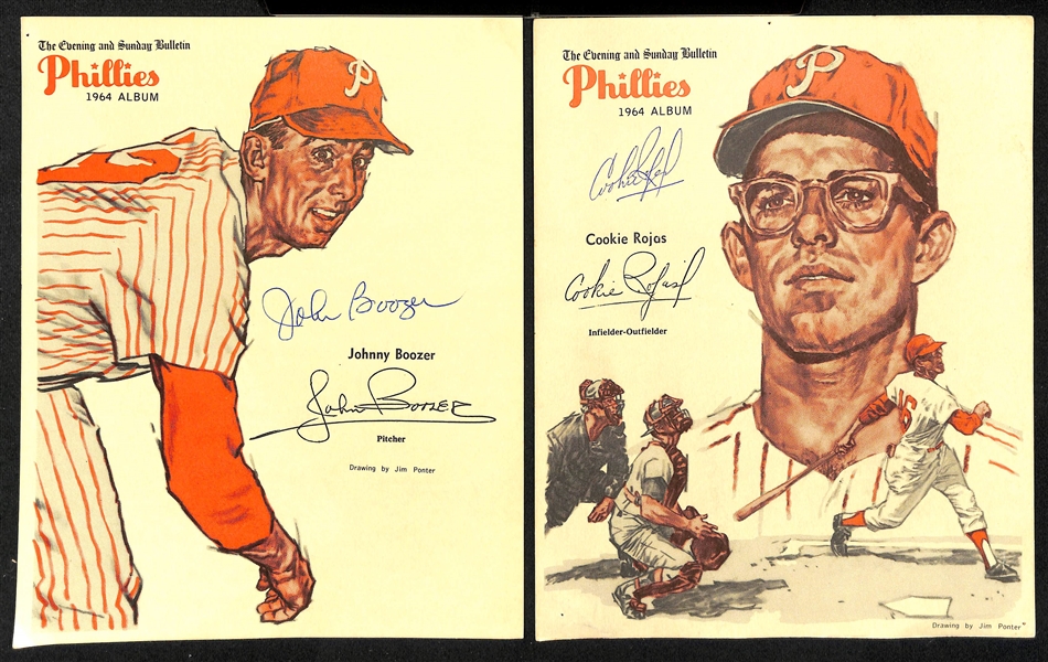 Lot of (24) Autographed Philadelphia Phillies Photos and Bulletins w. Jim Bunning and Others (JSA Auction Letter)