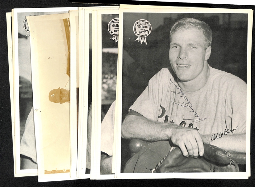 Lot of (18) Autographed Phillies Bulletin Pin Ups w. Richie Ashburn and Other Non Autographed Vintage Photos  (JSA Auction Letter)