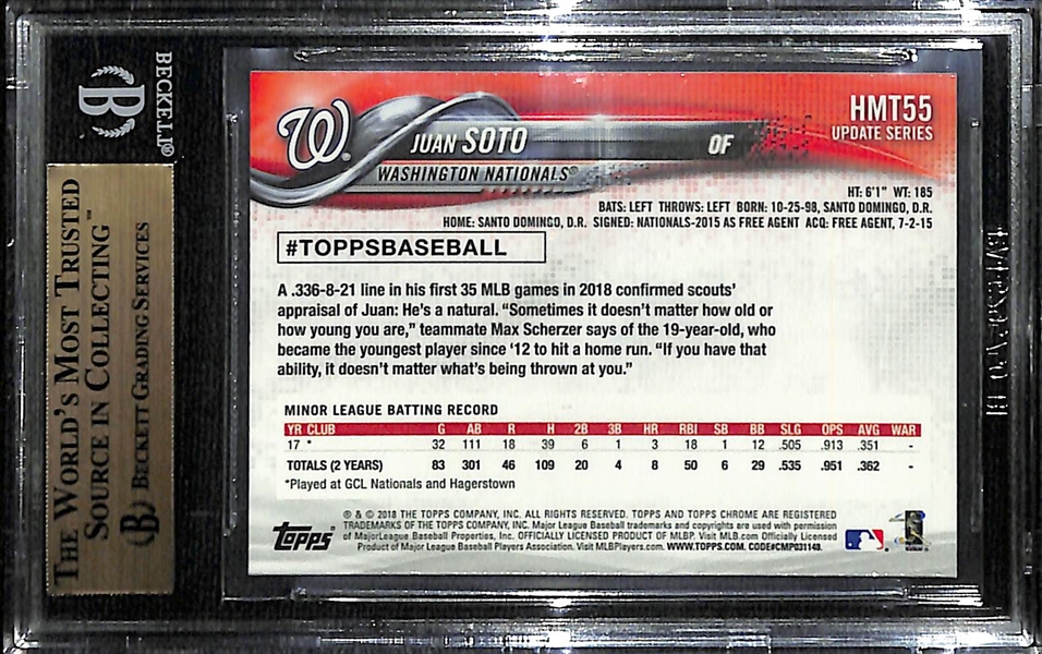 2018 Topps Chrome Update Juan Soto Rookie Card Graded BGS 9.5 Gem Mint!