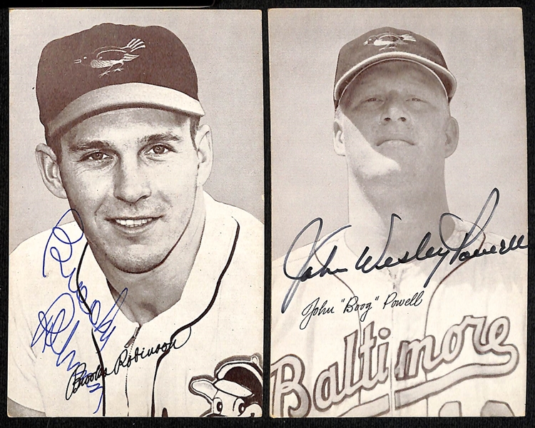 (14) Autographed Baseball Exhibit Cards w. Banks, B. Robinson, Powell, and Others (JSA Auction Letter)