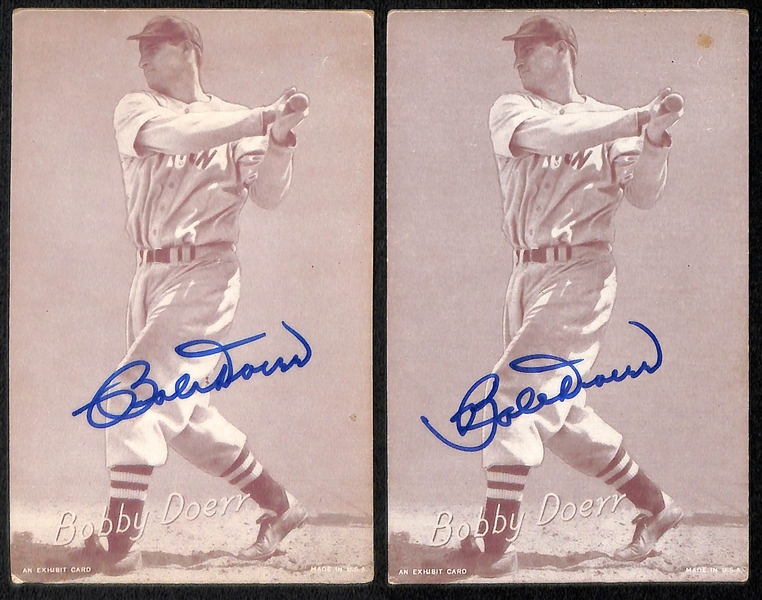 (11) Autographed Baseball Exhibit Cards w. Feller, Cepeda, Kuenn, Doer and Others (JSA Auction Letter)