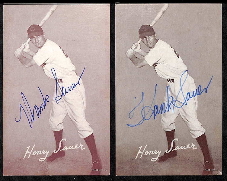 (15) Autographed Baseball Exhibit Cards w. Feller, Kluzewski, Sauer, Pinson, and Others (JSA Auction Letter)