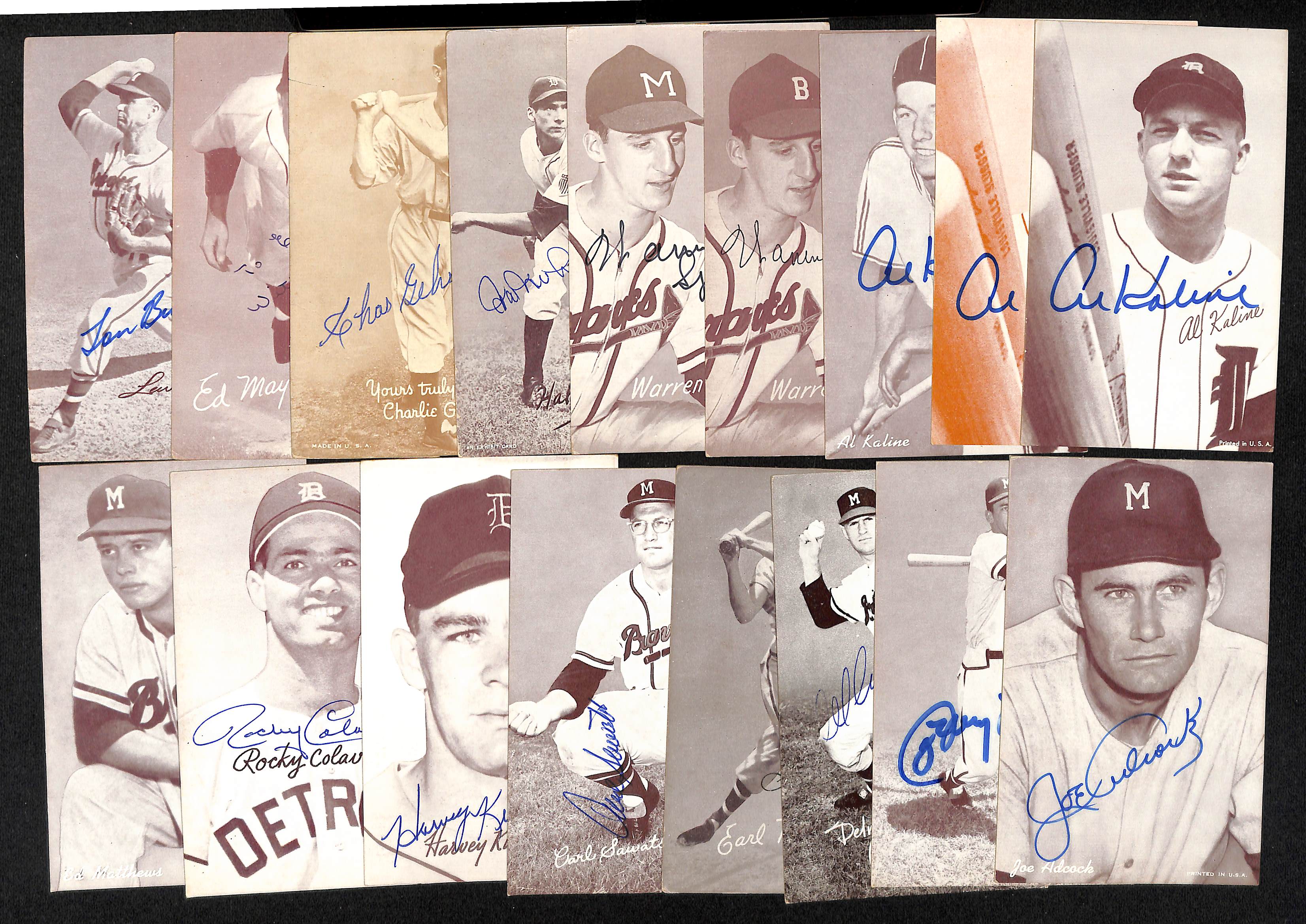 Lot Detail - (17) Autographed Baseball Exhibit Cards w. Spahn, Mathews ...