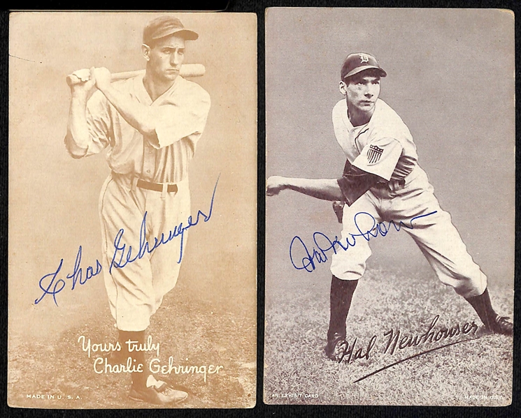 (17) Autographed Baseball Exhibit Cards w. Spahn, Mathews, Adcock, Kaline and Others (JSA Auction Letter) 