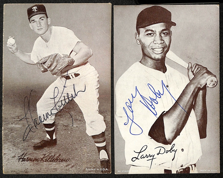 (17) Autographed Baseball Exhibit Cards w. Killebrew, Doby, Jethroe, and Zernial (JSA Auction Letter)