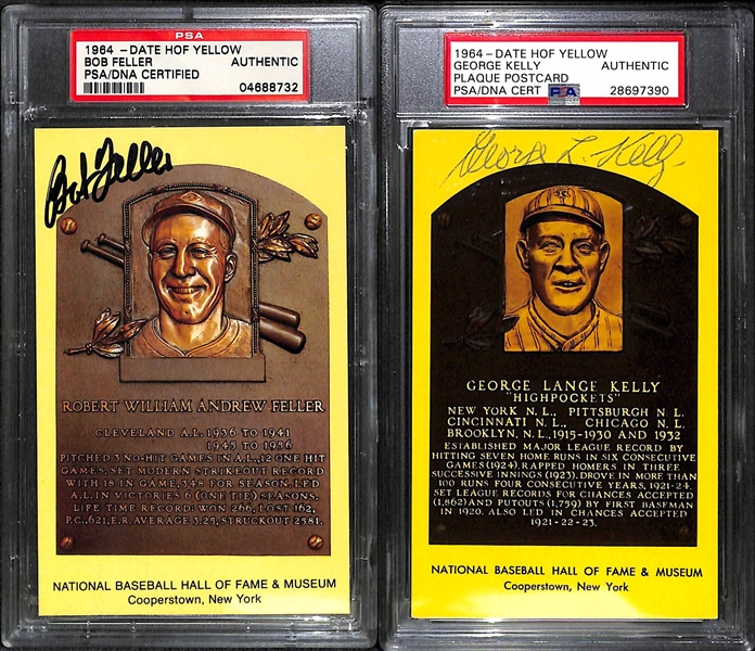 Lot of (15) Baseball Hall of Famers Autographed cards, Index cards, and cuts w. Yastrzemski, Feller, Herman, and Kelly  (JSA Auction Letter)