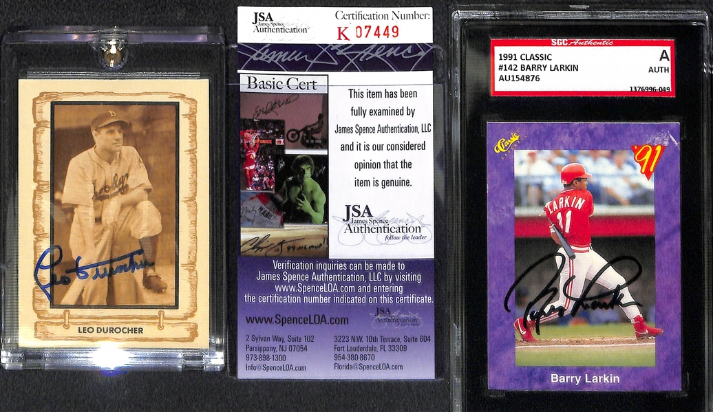 Lot of (8) Autographed Baseball Cards w. Billy Herman, Hoyt Wilhelm, Leo Durocher and Others (JSA Auction Letter)