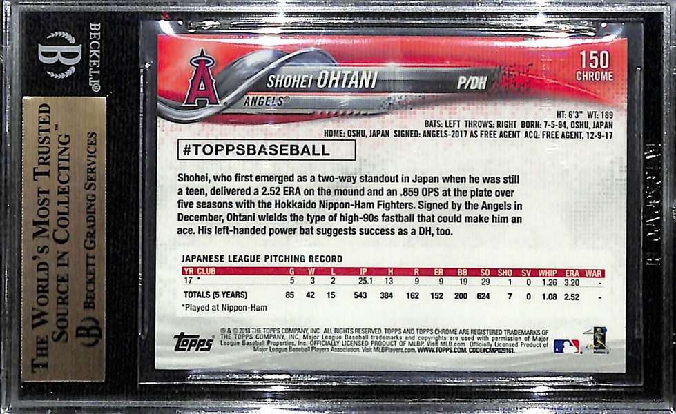 2018 Topps Chrome Shohei Ohtani #150 Rookie Card Graded BGS 9.5 Gem Mint!