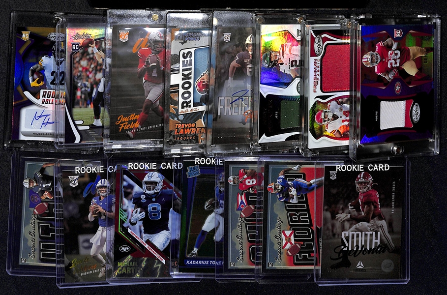 Lot of (15) 2021 NFL Rookies Autographs, Patch Cards and Inserts w. Certified Autographed Najee Harris #d/50, Trevor Lawrence, Mac Jones, Justin Fields and More