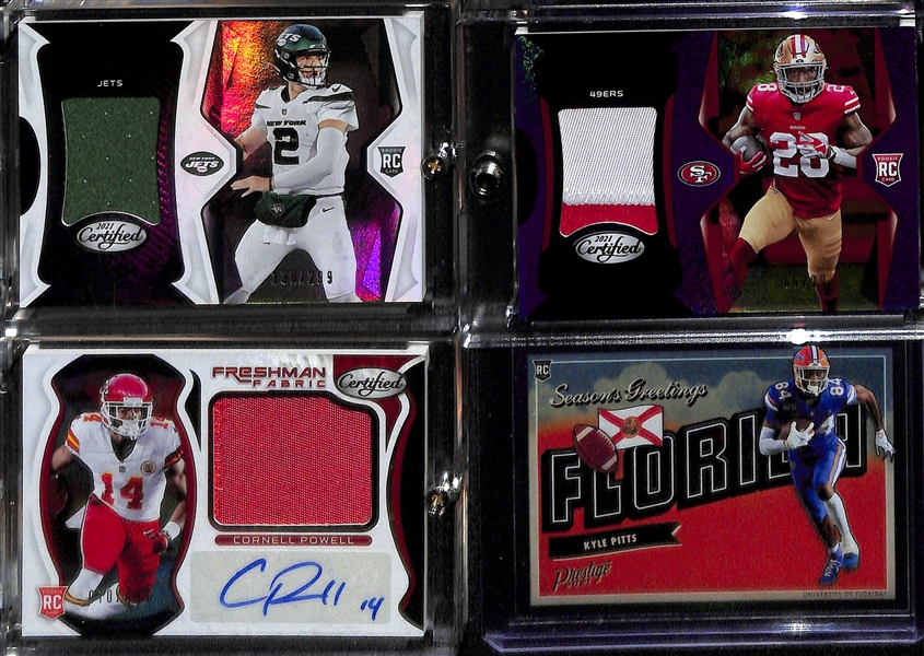 Lot of (15) 2021 NFL Rookies Autographs, Patch Cards and Inserts w. Certified Autographed Najee Harris #d/50, Trevor Lawrence, Mac Jones, Justin Fields and More