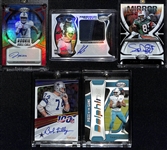 Lot of (5) Modern Football Autographs and Patch Cards w. 2021 Certified Jaylen Waddle Autographed #d 01/30