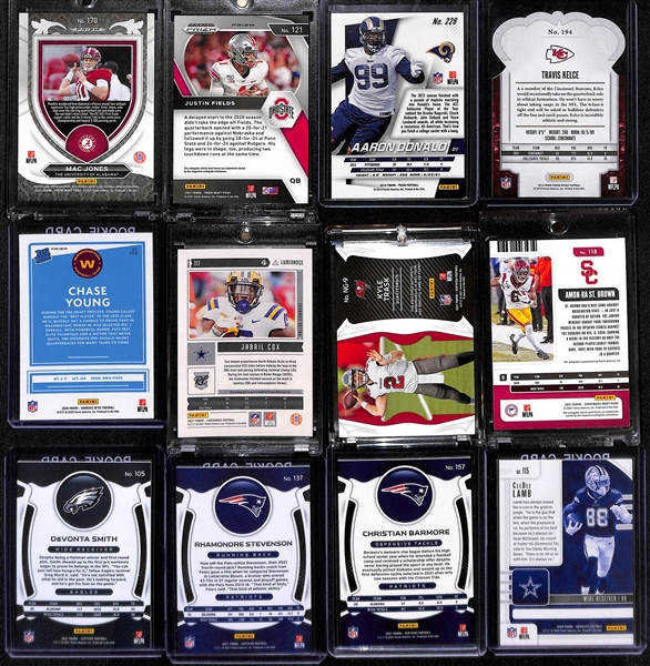 Lot of (12) Modern Football Rookie Cards w. Mac Jones, Justin Fields, Aaron Donald, Travis Kelce and More
