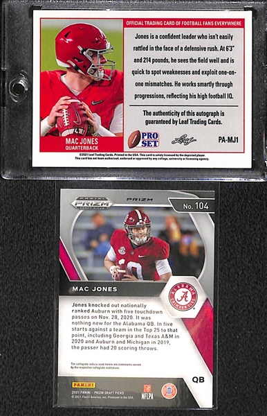 2021 Leaf Pro Set Metal Mac Jones Autograph #d /50 and Prizm Draft Picks Mac Jones Prizm