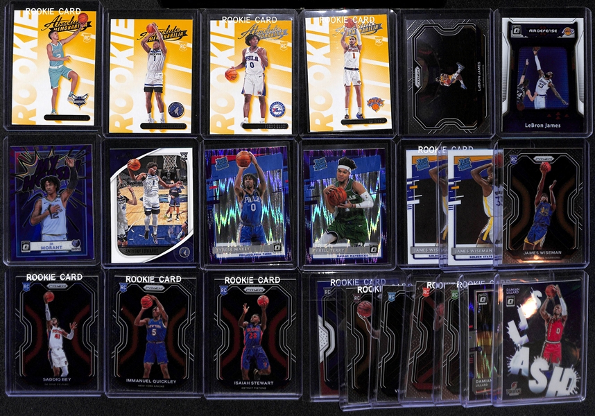 Lot of (20+) 2020-21 Mostly NBA Rookies and Inserts w. LaMelo Ball, Anthony Edwards, LeBron James, Ja Morant, and Others